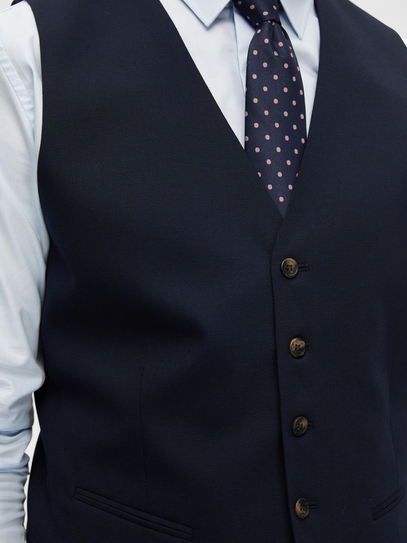 CLASSIC WOOL BLEND WAISTCOAT, Navy Blazer, highres