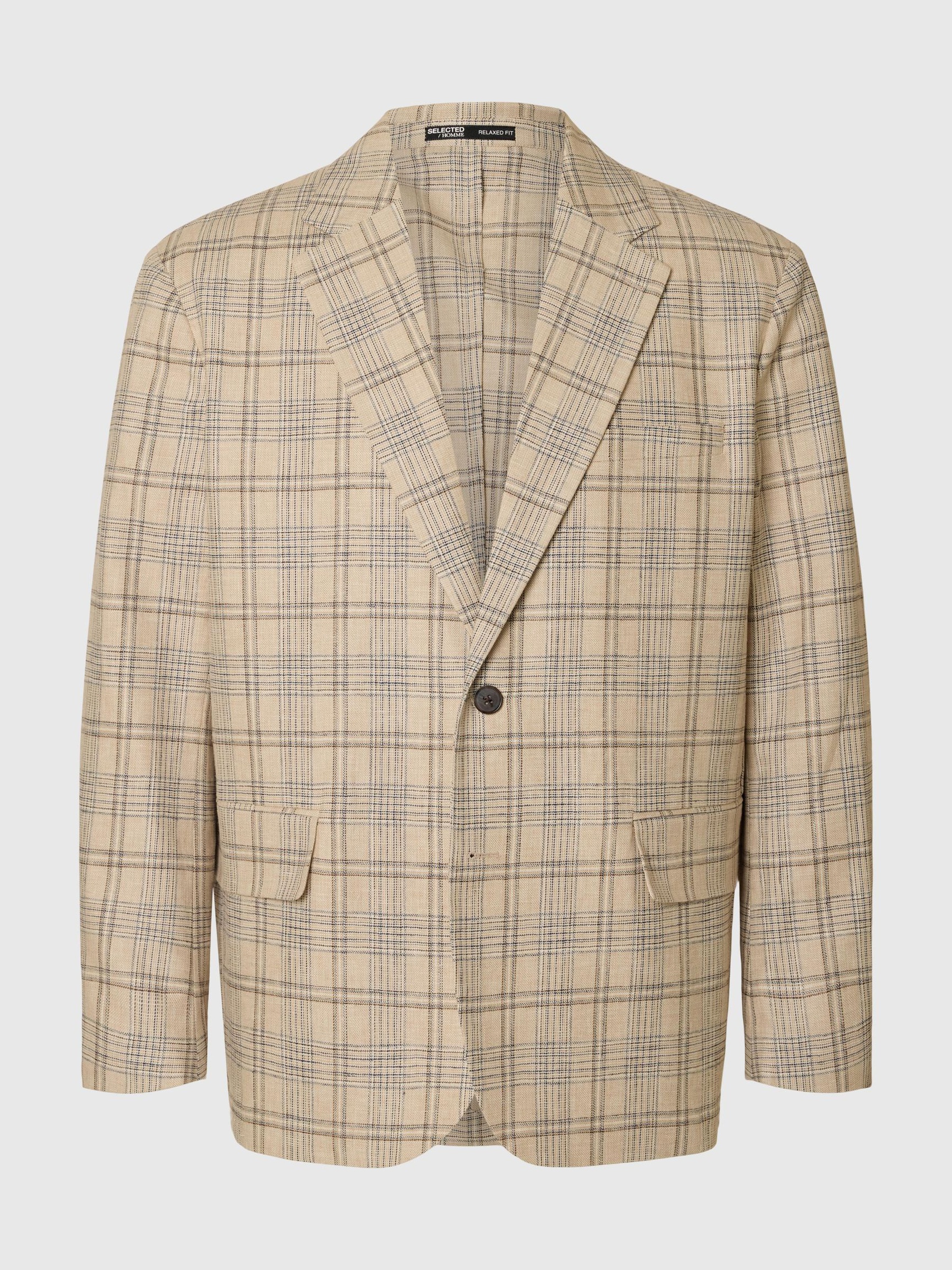LINEN BLEND SINGLE-BREASTED BLAZER, Sand, highres
