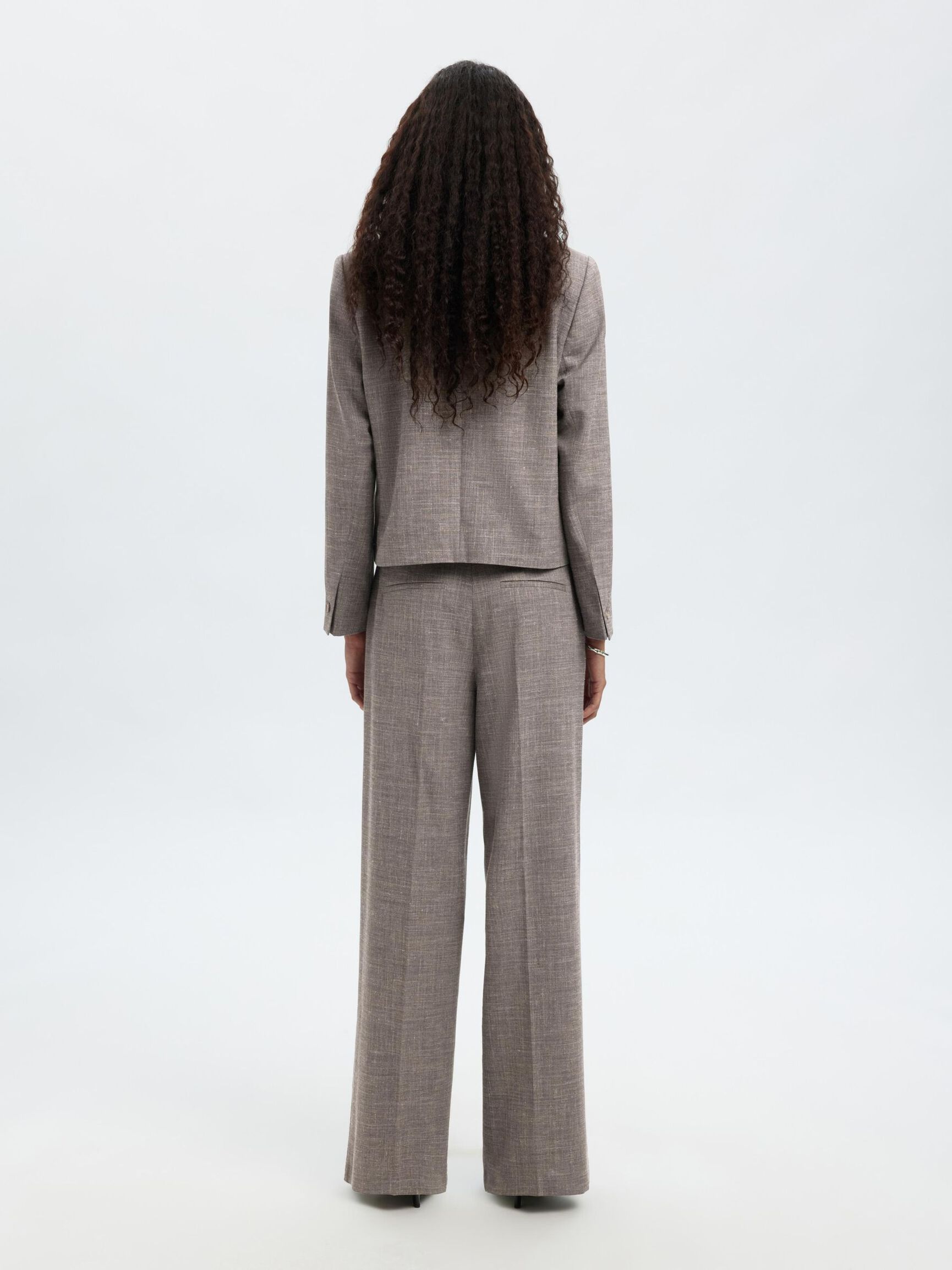 KORT GETAILEERD BLAZER, Dark Sand Melange, highres