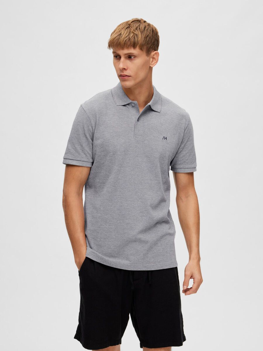 Selected CLASSIC POLO SHIRT, Medium Grey Melange, highres - 16087839_MediumGreyMelange_003.jpg