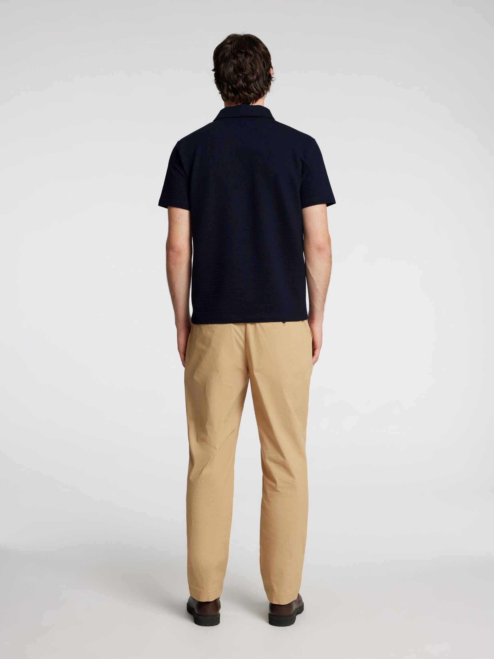 SEERSUCKER POLO SHIRT, Sky Captain, highres