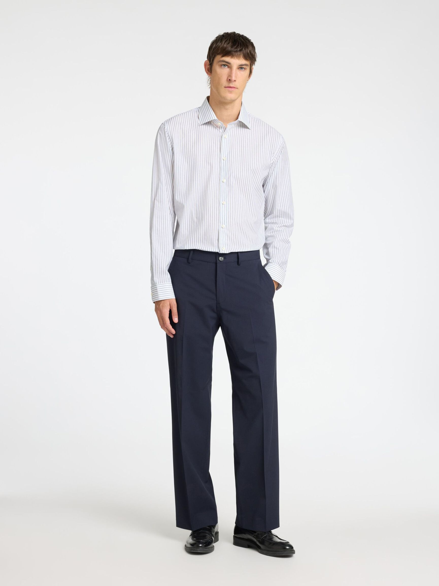 100% COTTON SLIM FIT SHIRT, Bright White, highres