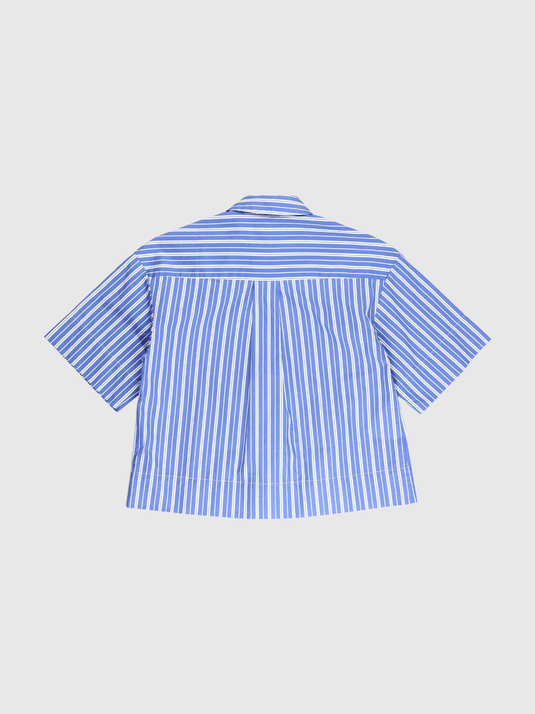 STRIPED SHORT SLEEVED SHIRT, Dazzling Blue, highres