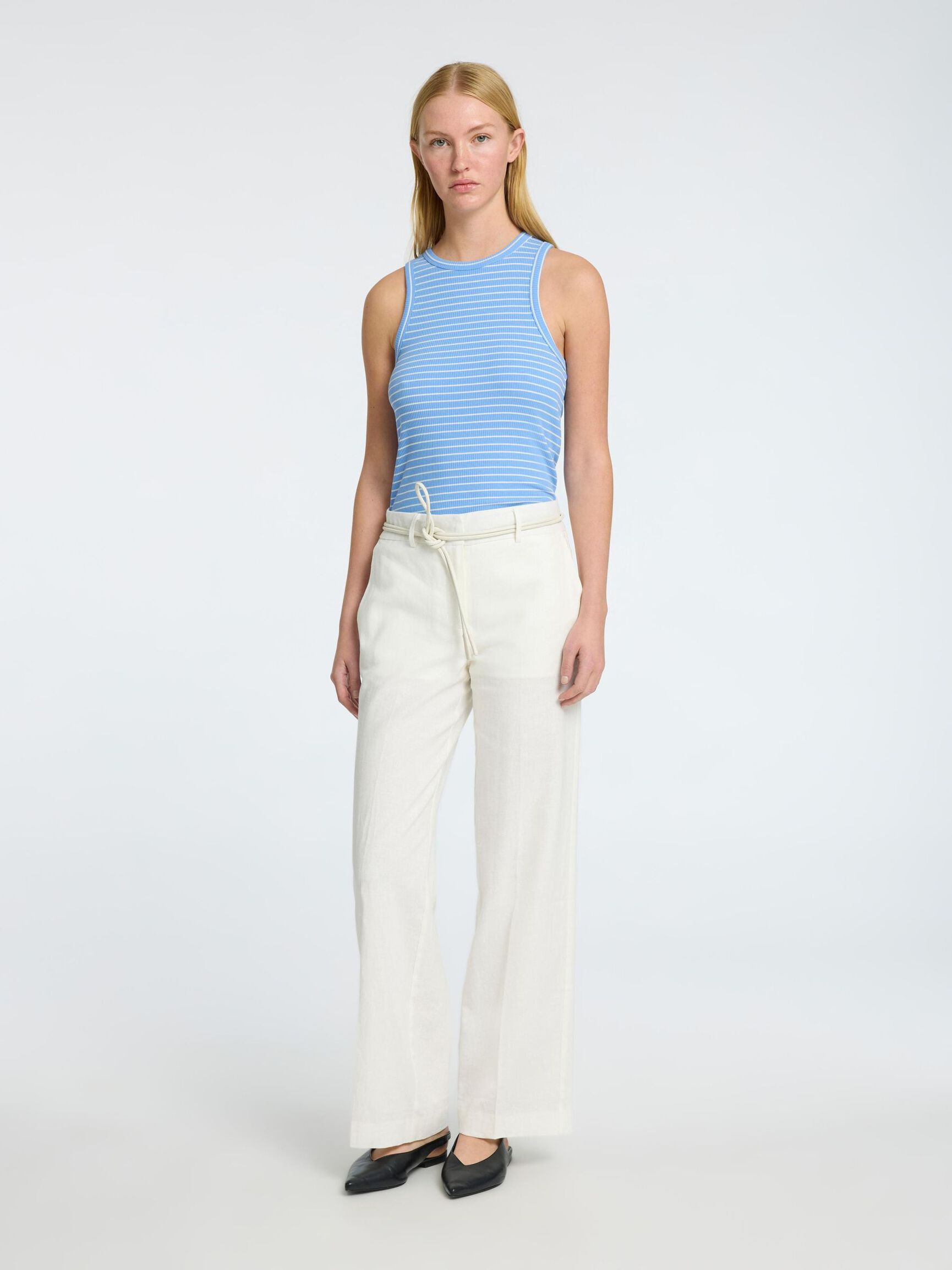 TAILORED WIDE-LEG TROUSERS, Bright White, highres