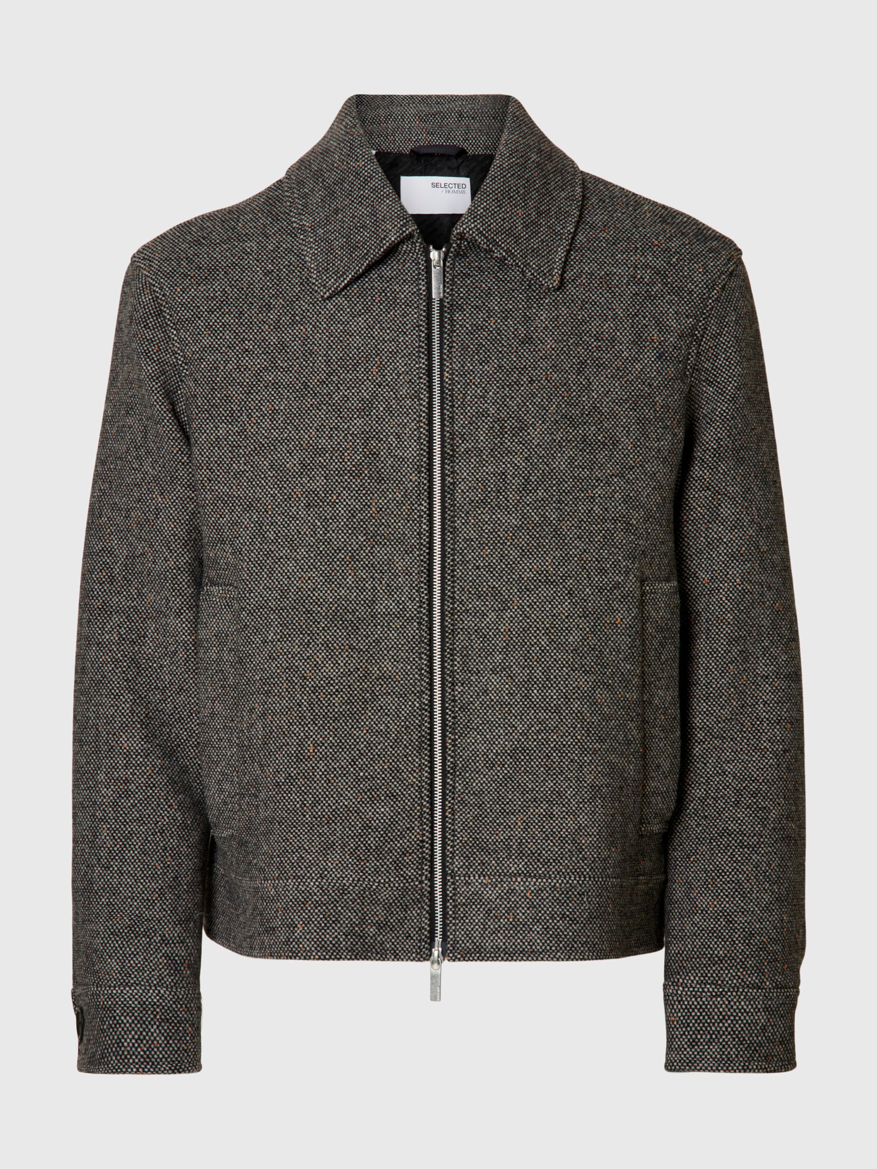WOOL BLEND JACKET, Black, highres