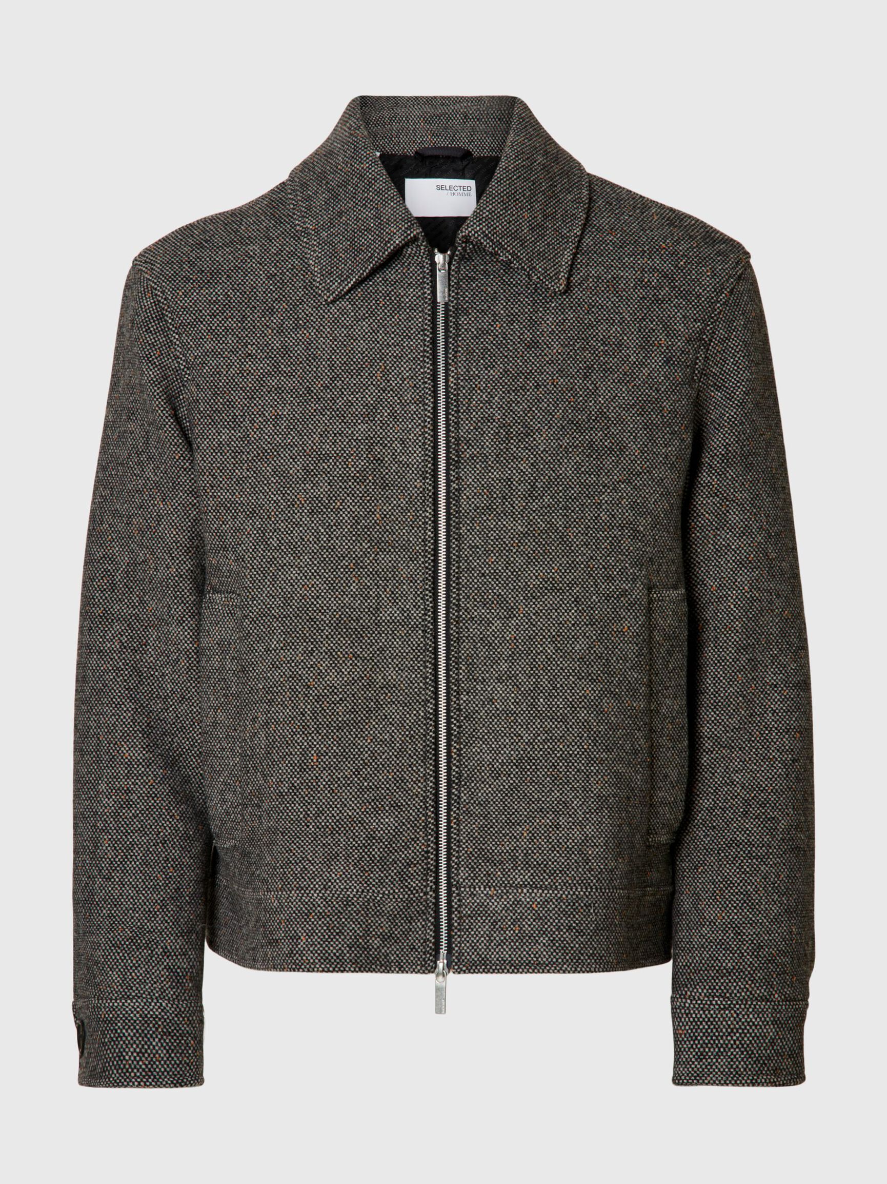 WOOL BLEND JACKET, Black, highres