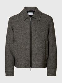 WOOL BLEND JACKET, Black, highres