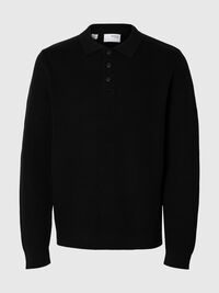 STRUKTURERET BOMULD POLO, Black, highres