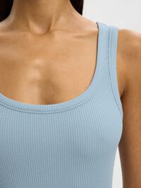 RIBBED COTTON TANK TOP, Dusty Blue, highres