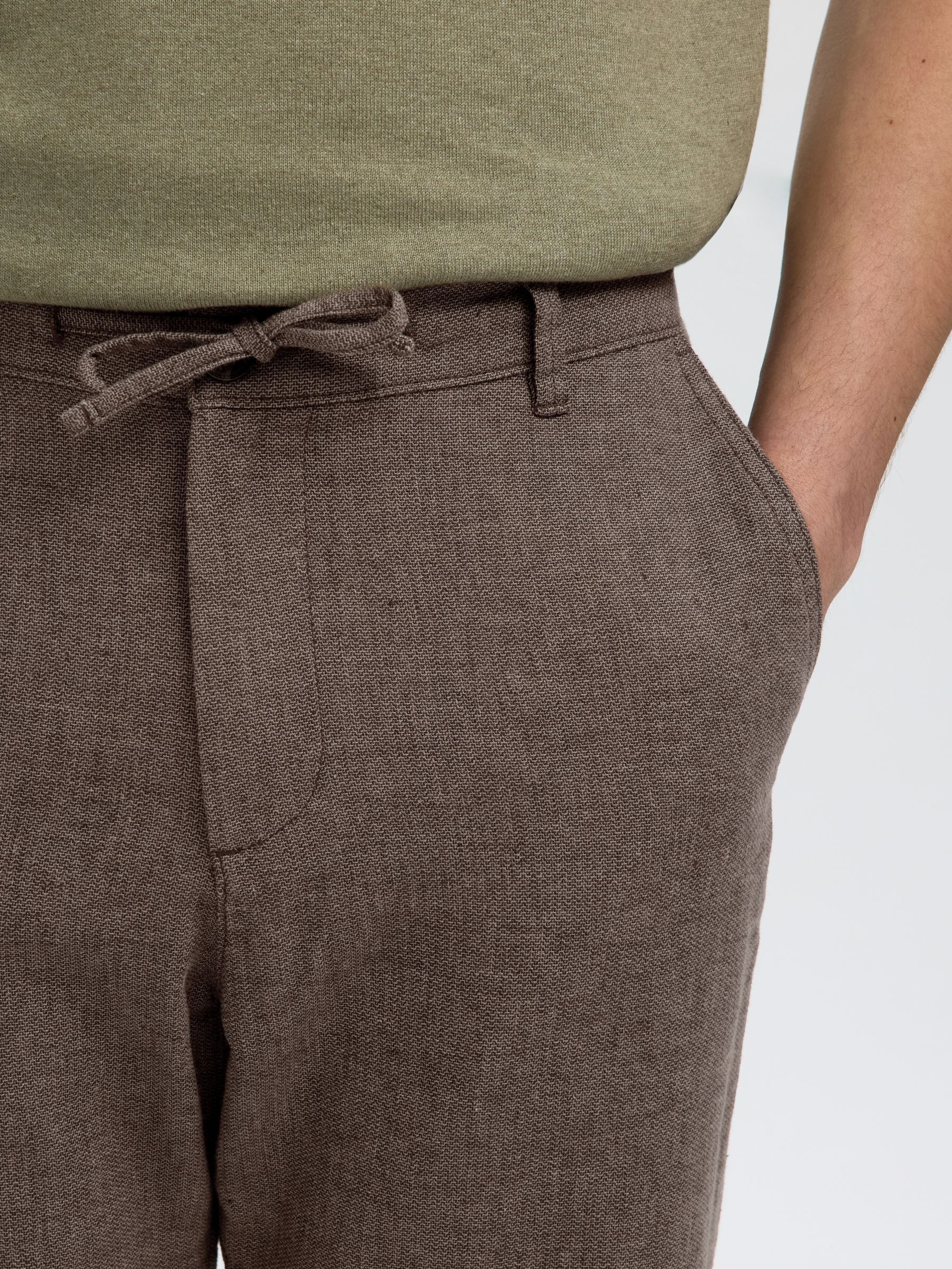 SLIM TAPERED LEINENMIX HOSE, Chocolate Torte, highres