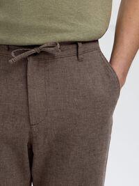 SLIM TAPERED LEINENMIX HOSE, Chocolate Torte, highres