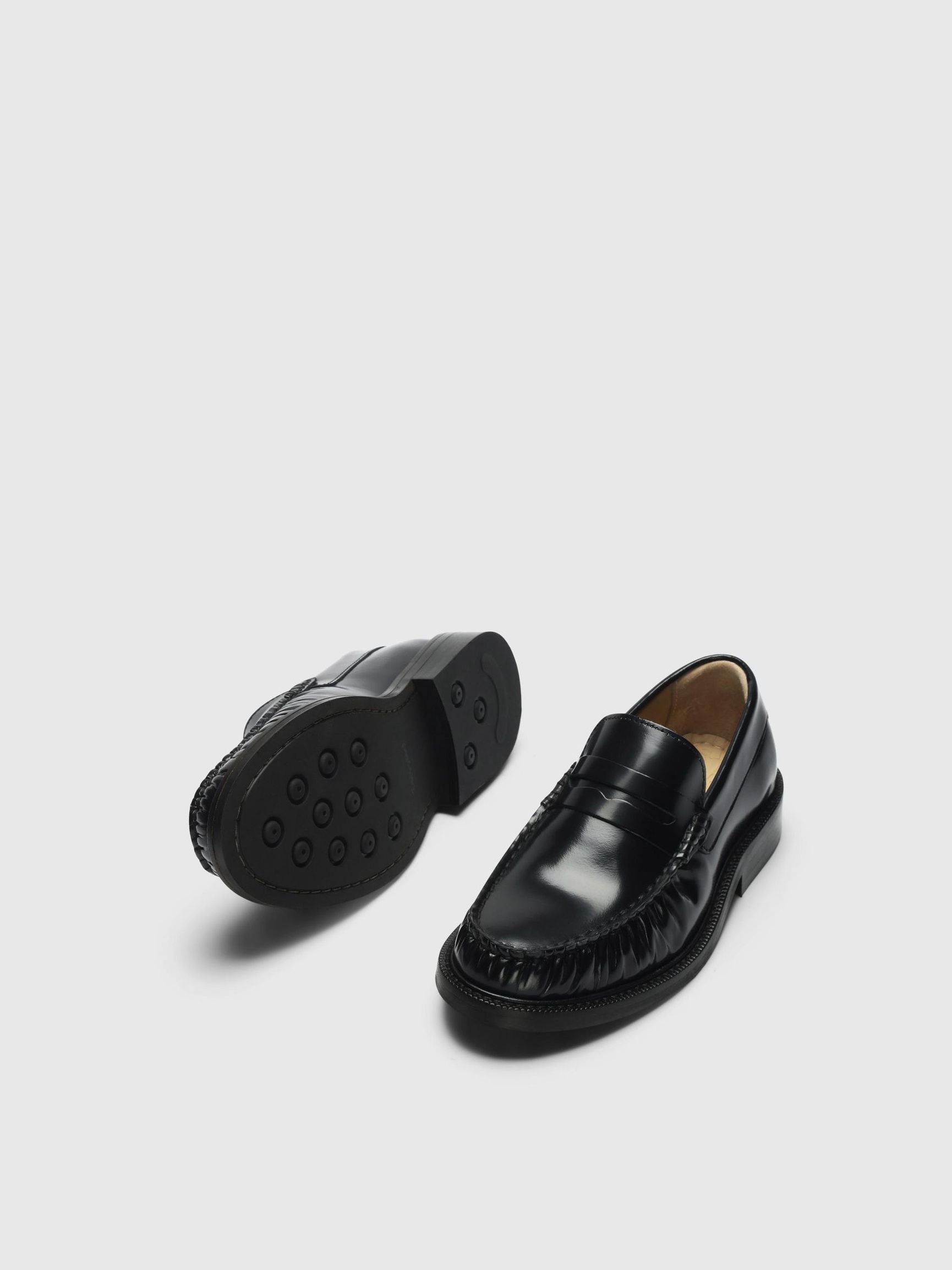 KLASSISK LÆDERLOAFERS, Black, highres