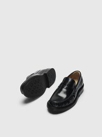 CLASSIC LEATHER LOAFERS, Black, highres