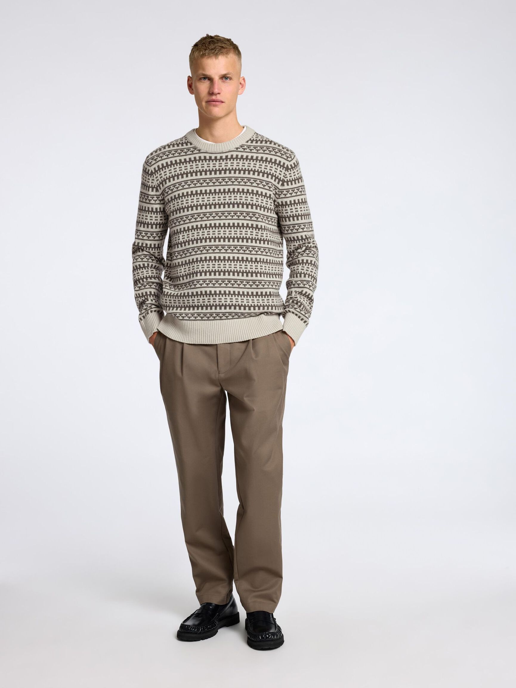 WOLLGEMISCH PULLOVER, Oatmeal, highres