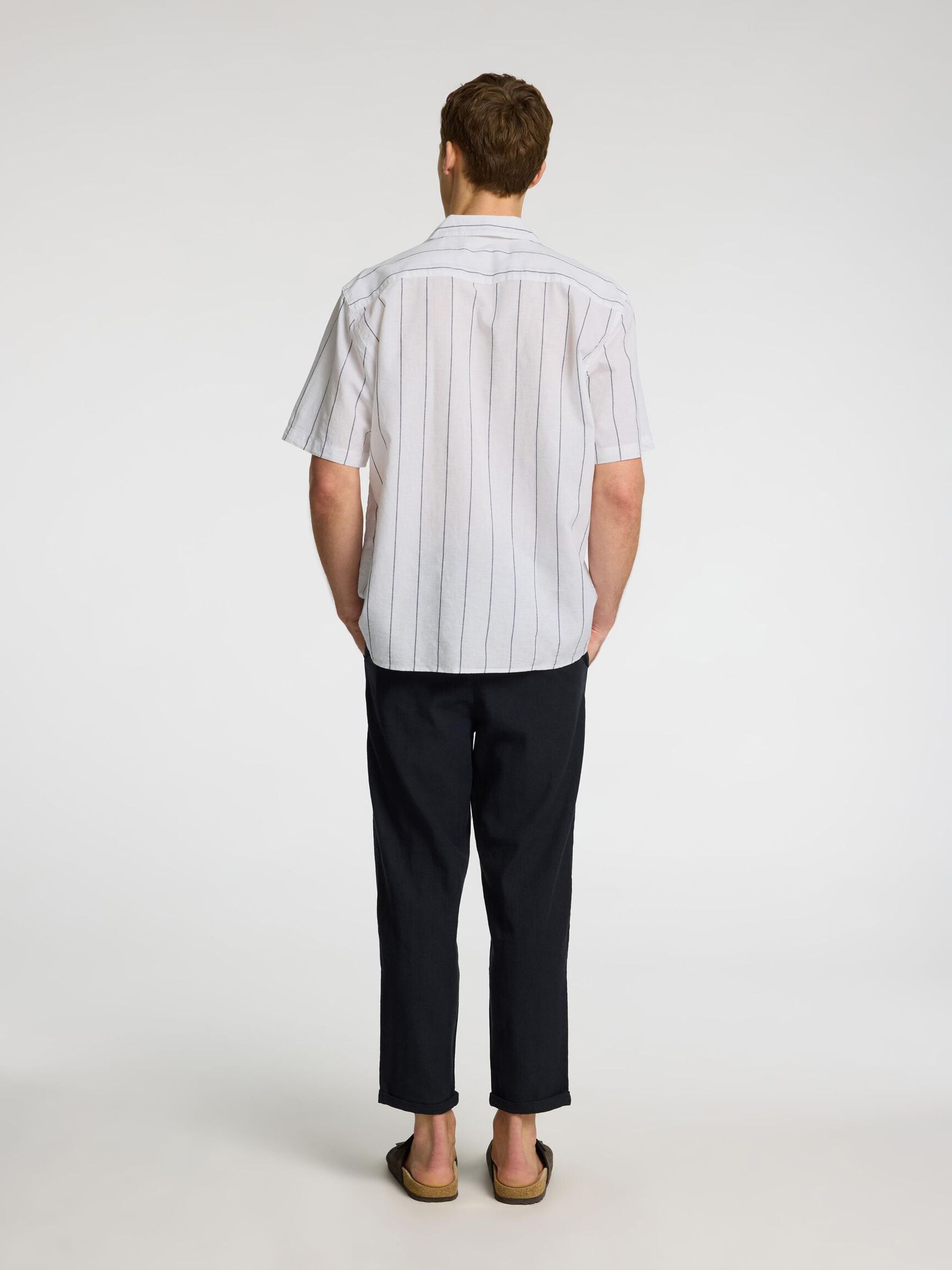 LIN MÉLANGÉ CHEMISE À MANCHES COURTES, White, highres