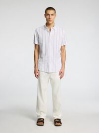 COTTON BLEND SHORT SLEEVED SHIRT, White, highres