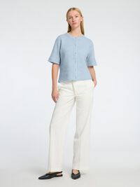 WOLLGEMISCH KURZARM STRICKJACKE, Cashmere Blue, highres