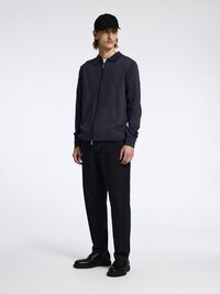 WOOL BLEND ZIP-FRONT CARDIGAN, Dark Sapphire, highres