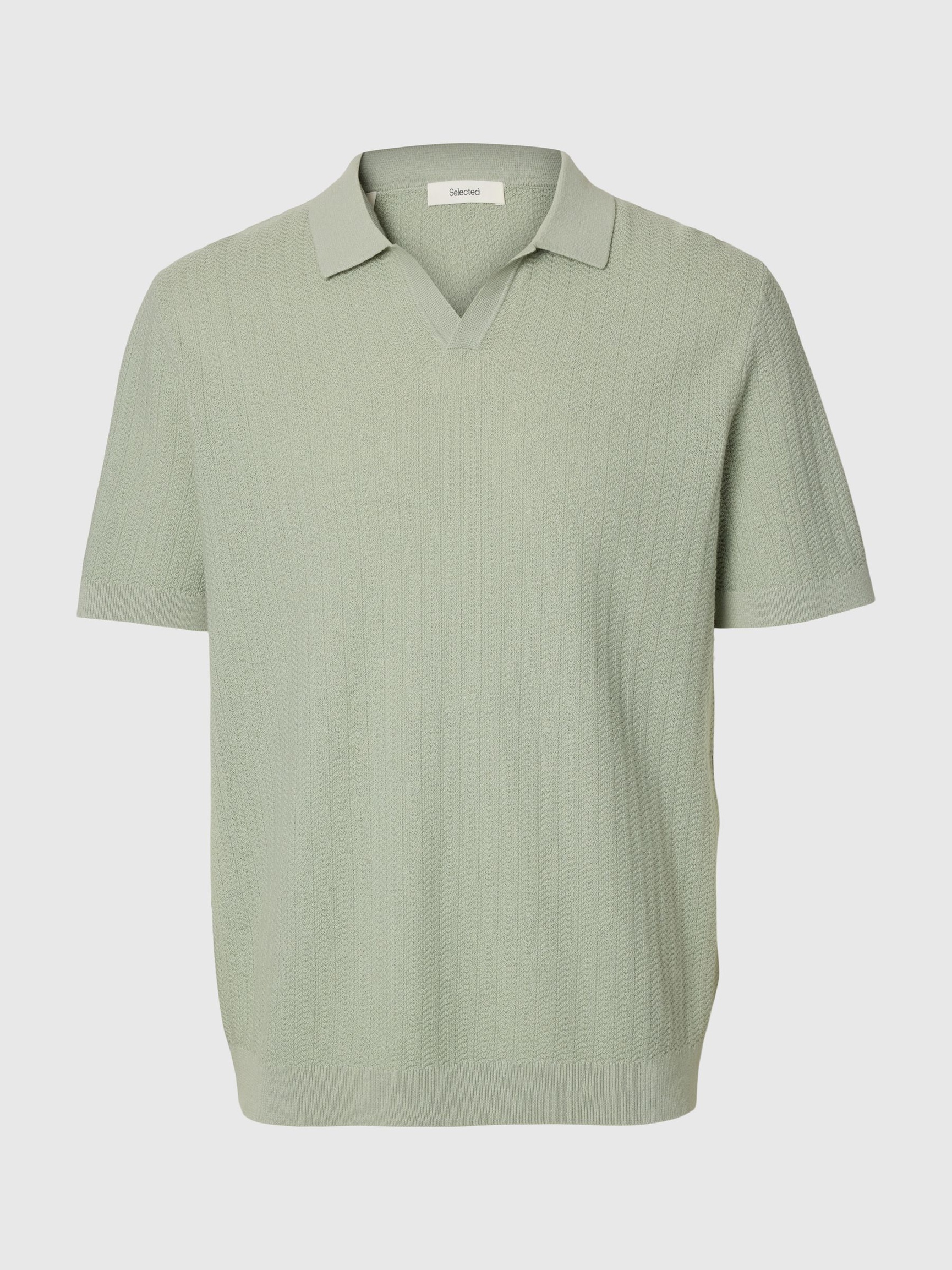 LINEN BLEND POLO SHIRT, Aqua Gray, highres