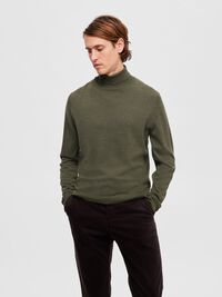 SLIM FIT WOOL BLEND TURTLENECK, Forest Night, highres