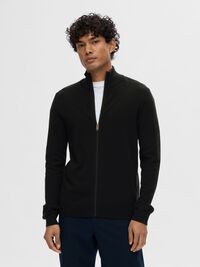 ZIP-UP CARDIGAN, Black, highres