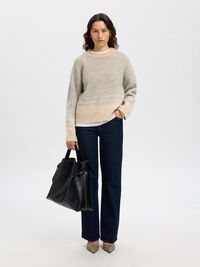 WOOL BLEND PULLOVER, Light Grey Melange, highres