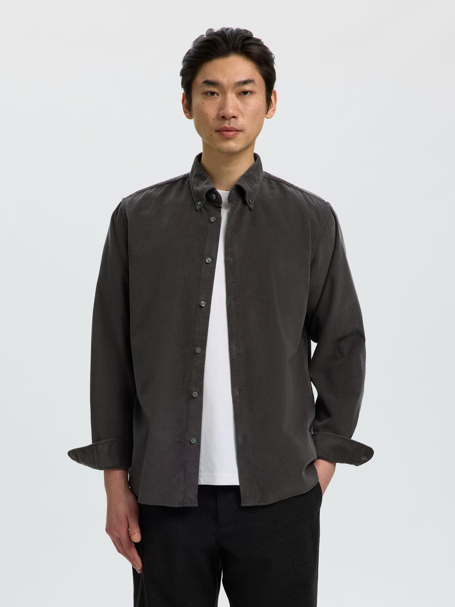 COTTON  CORDUROY SHIRT, Dark Shadow, highres