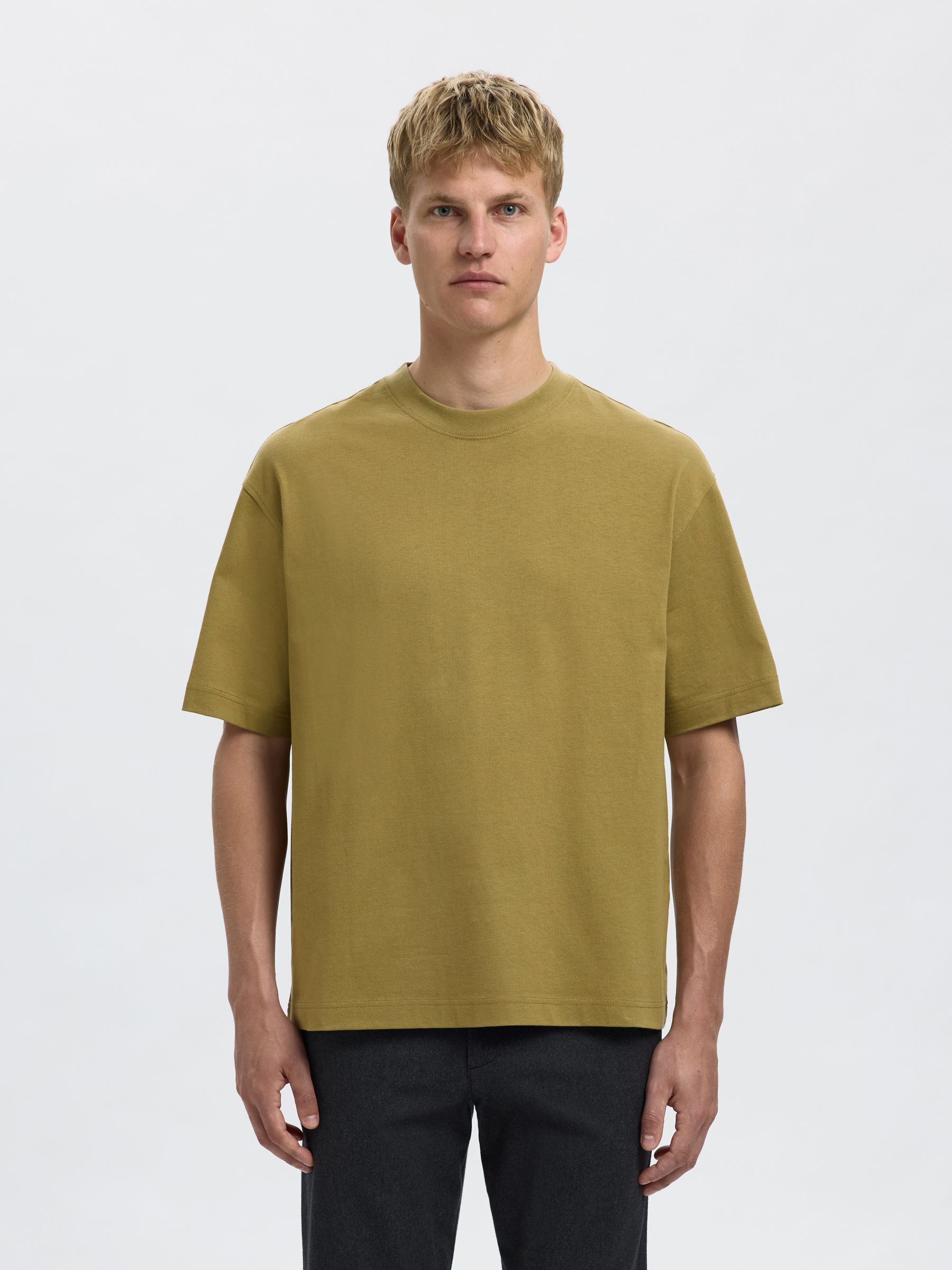 COTTON  SHORT-SLEEVED T-SHIRT, Dried Herb, highres