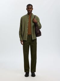 COTTON LONG SLEEVED SHIRT, Vetiver, highres