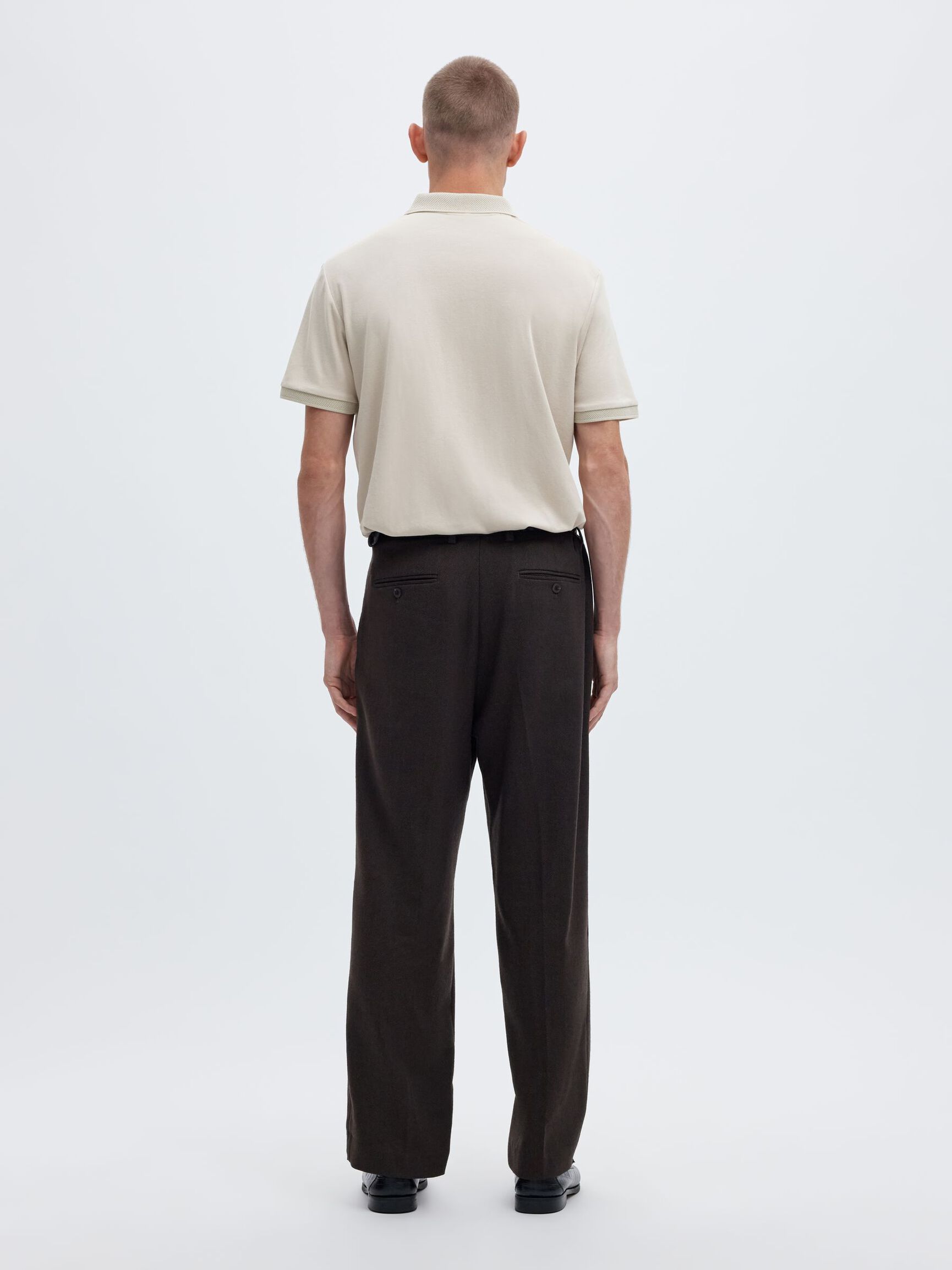 ZIPPER KNITTED POLO SHIRT, Oatmeal, highres
