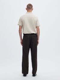 ZIPPER KNITTED POLO SHIRT, Oatmeal, highres