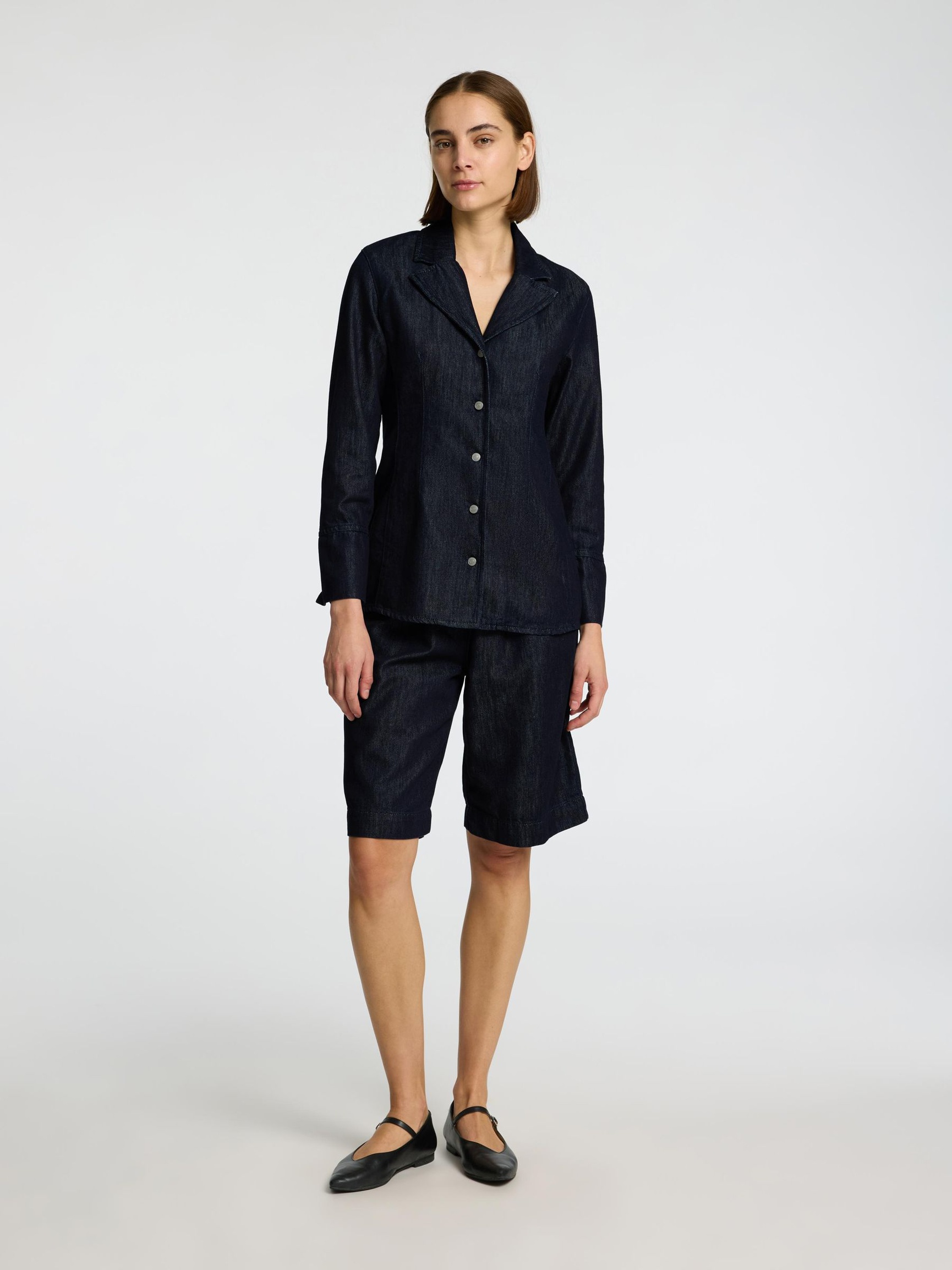 SKRÆDDERSYEDE DENIMSKJORTE, Dark Blue Denim, highres
