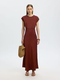 VISCOSE MAXI JURK, Cherry Mahogany, highres