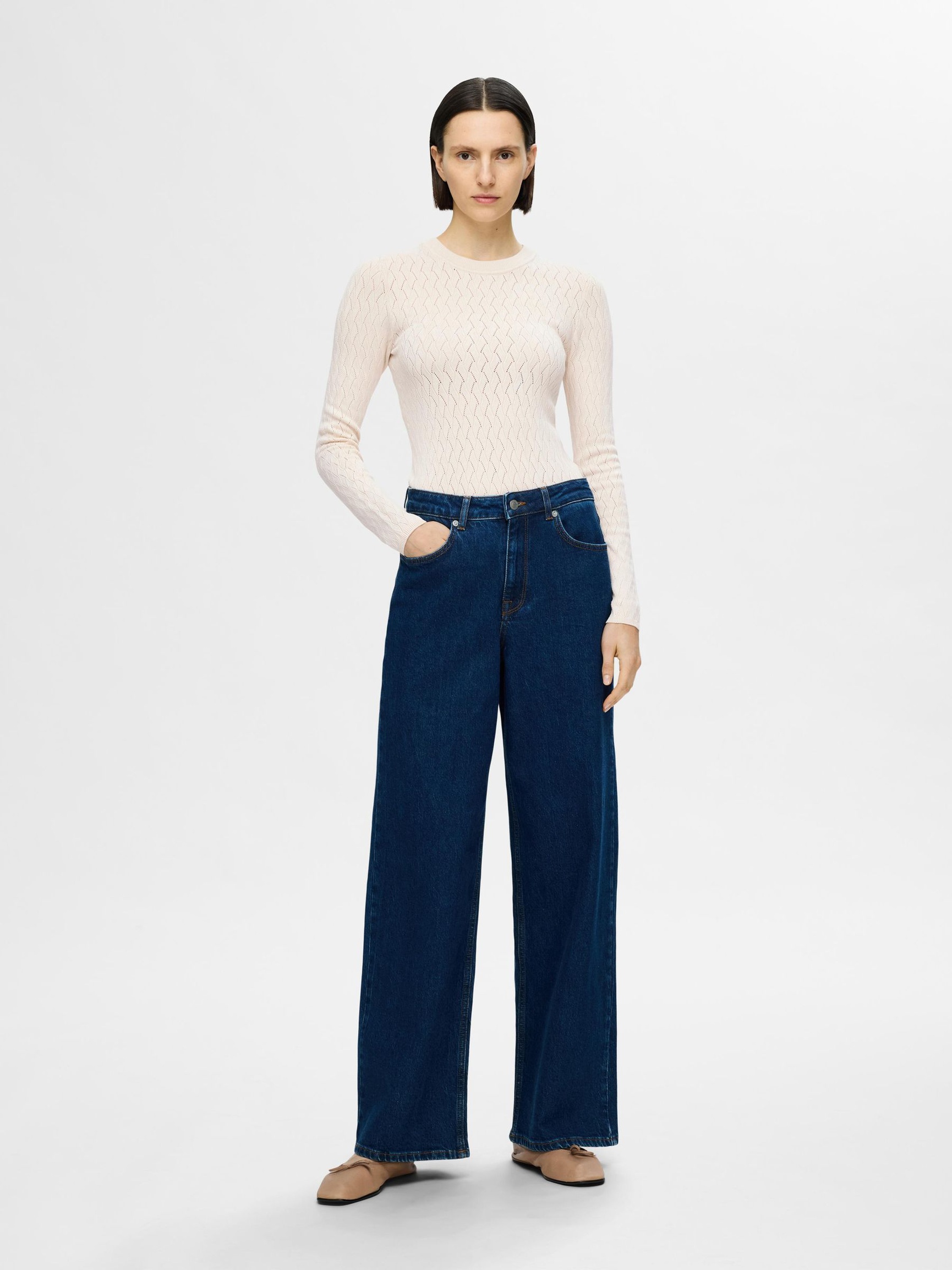 VISCOSE BLEND KNITTED TOP, Birch, highres