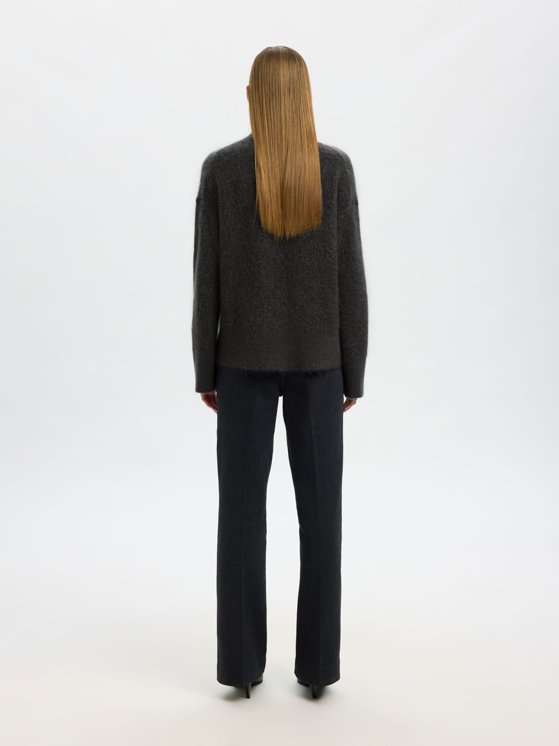 MOHAIR MIX STRICKPULLOVER, Asphalt, highres