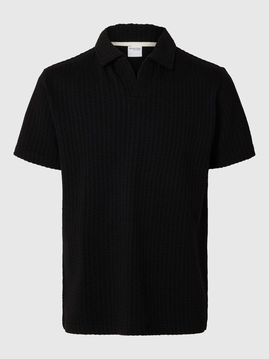 Selected COTTON POLO SHIRT, Black, highres - 16097662_Black_001.jpg