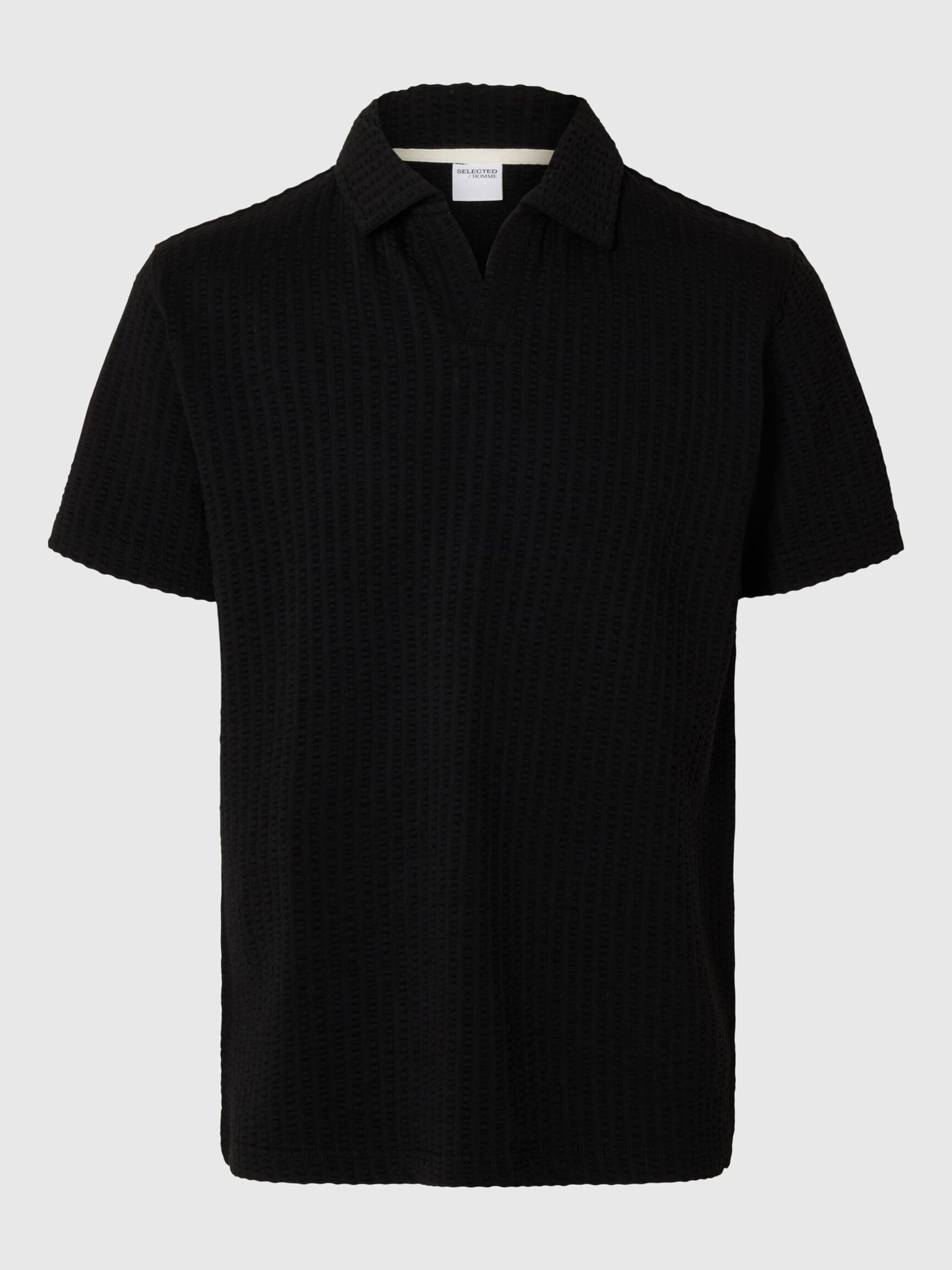 COTTON POLO SHIRT, Black, highres