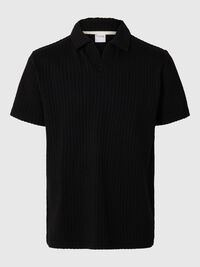 COTTON POLO SHIRT, Black, highres