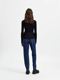 GERIPPTER STRICKPULLOVER, Black, highres