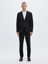 WOOL BLEND BLAZER, Black, highres