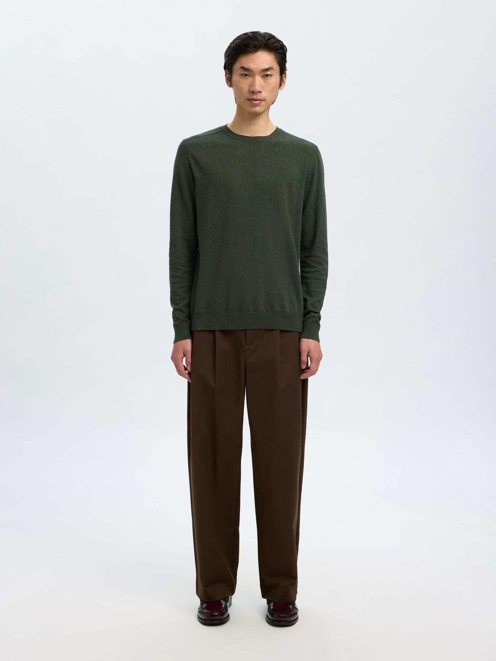 LONG-SLEEVED KNITTED JUMPER, Forest Night, highres
