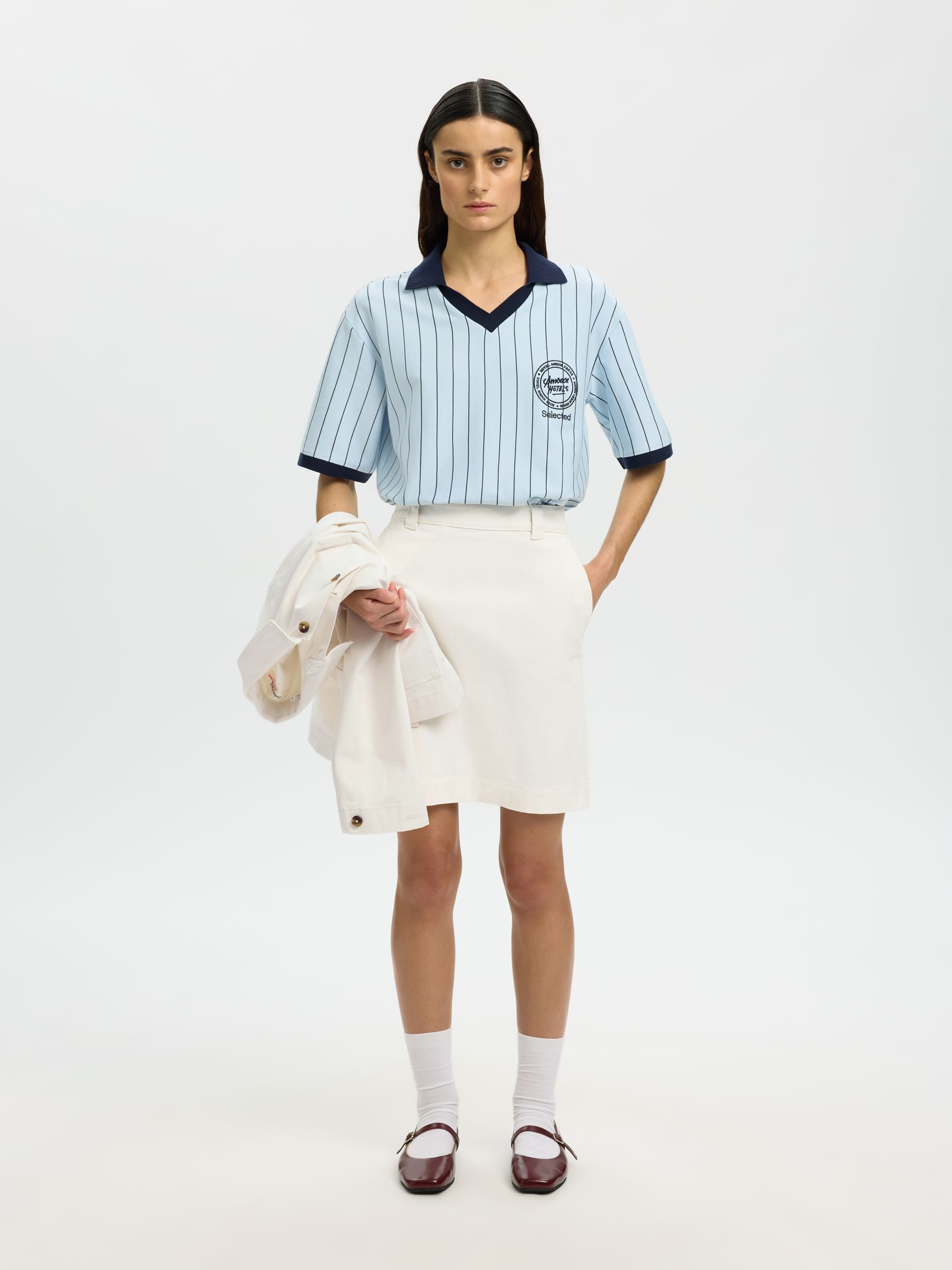 KATOENMIX MIDDELLANGE ROK, Egret, highres