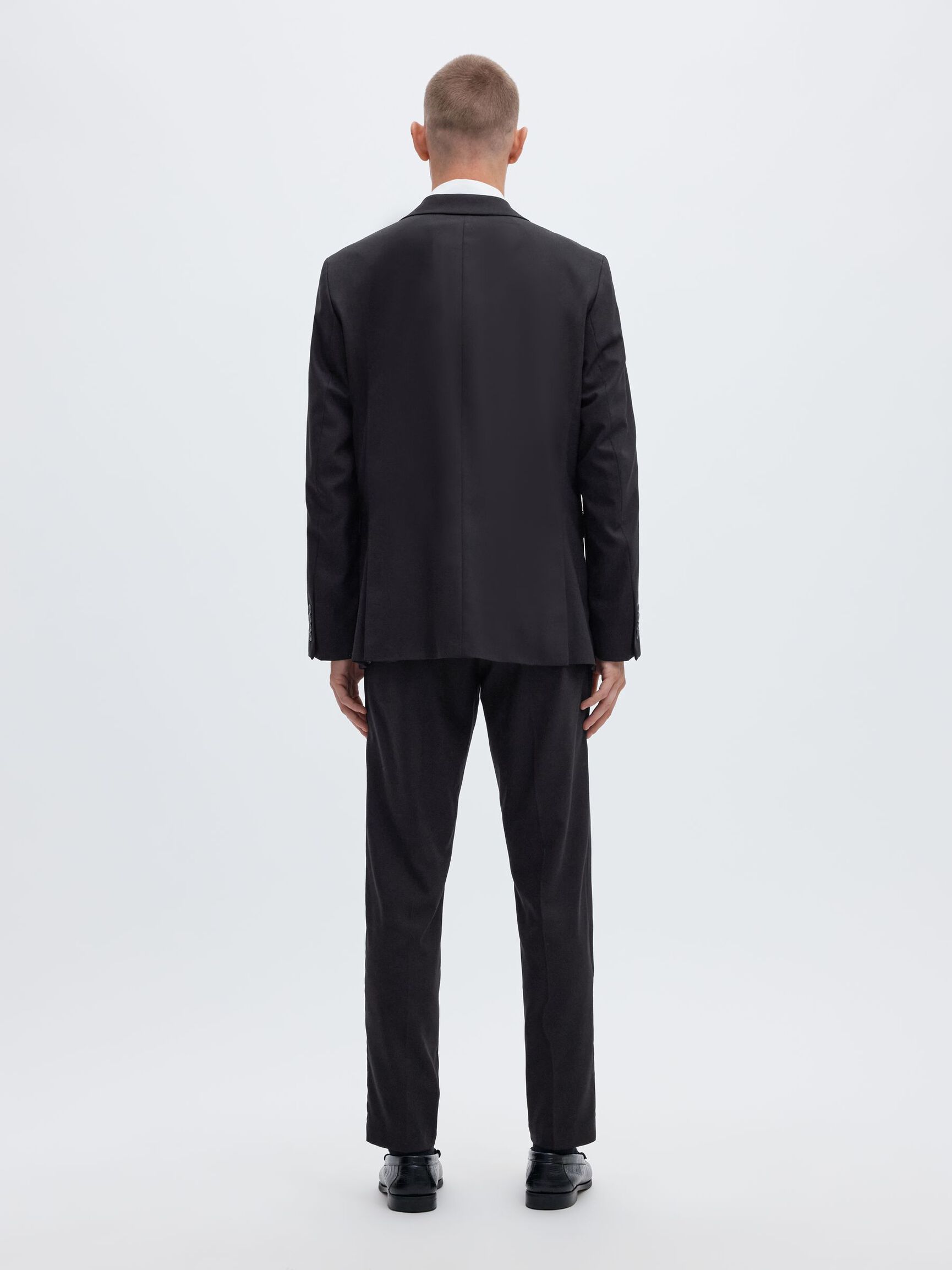 WOVEN WOOL BLEND TROUSERS, Black, highres