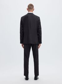 WOVEN WOOL BLEND TROUSERS, Black, highres