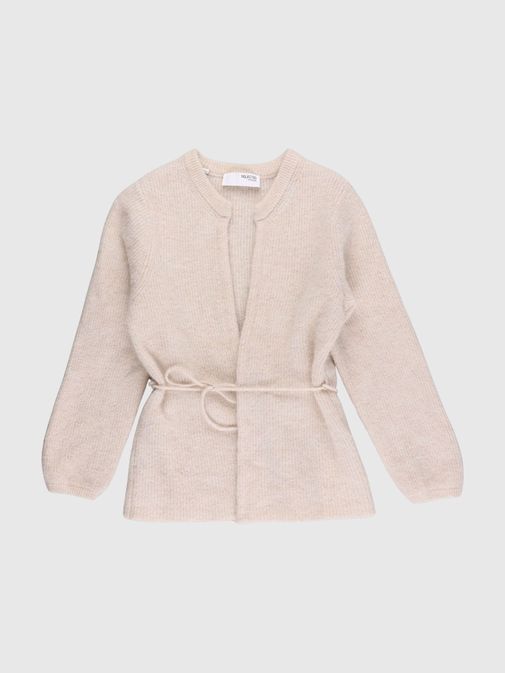 WOOL BLEND BELTET CARDIGAN, Birch, highres