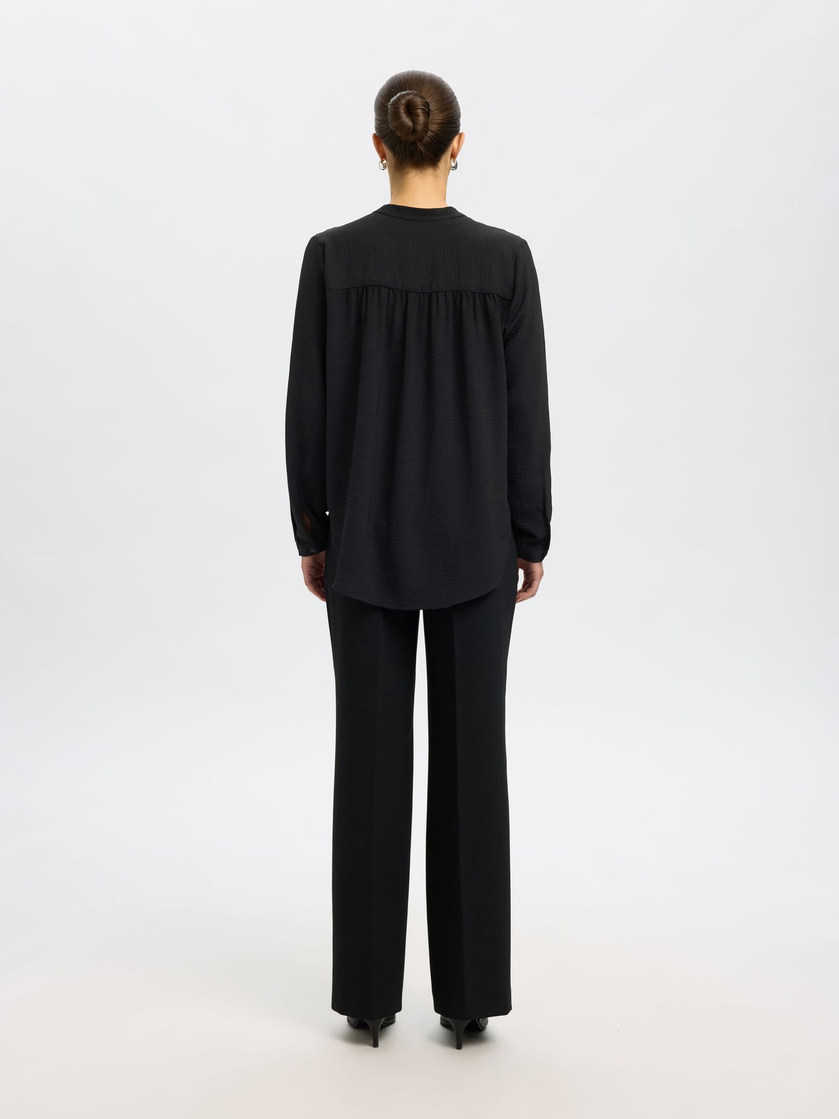 LONG-SLEEVED BLOUSE, Black, highres