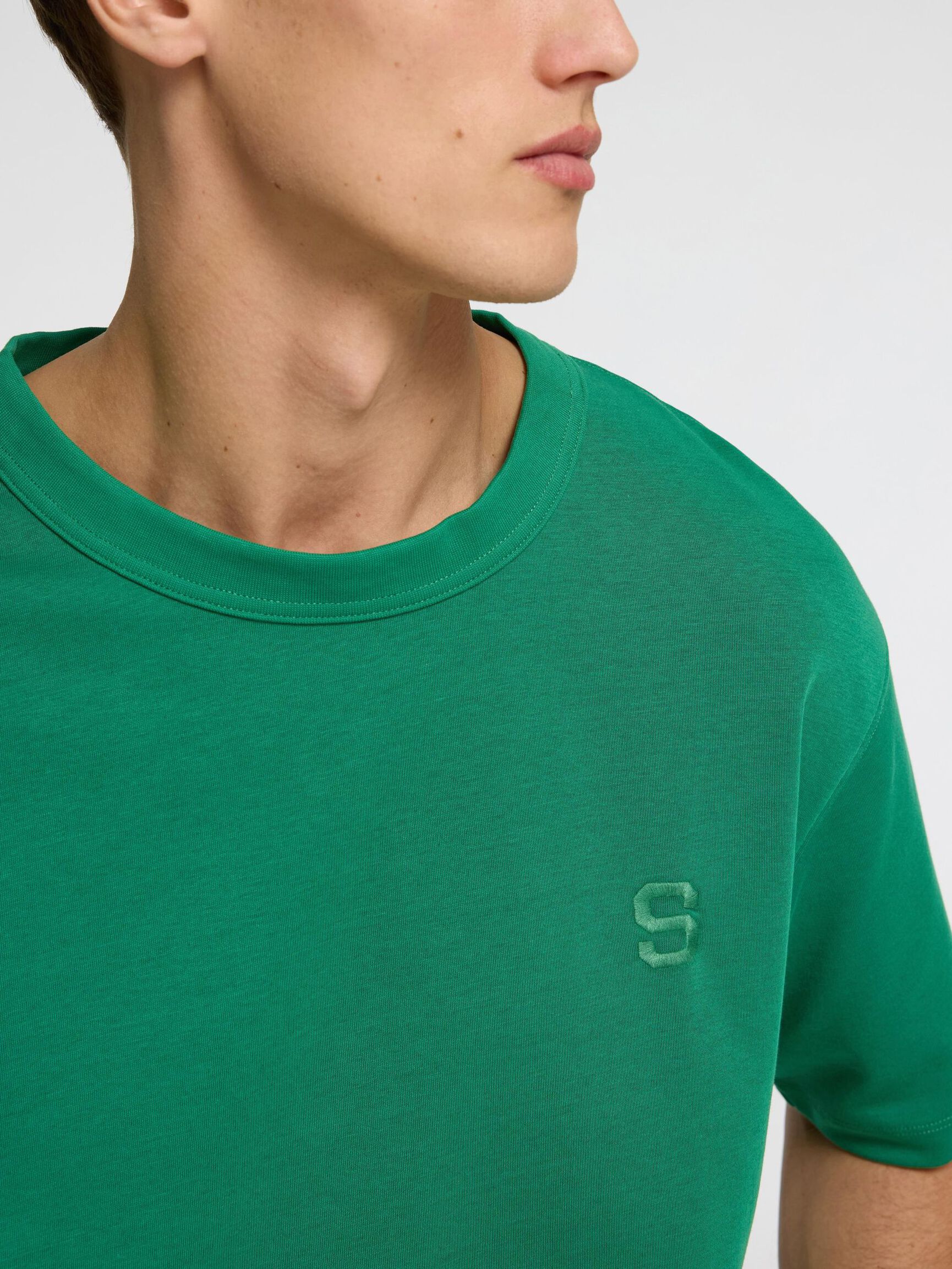 CORTE RELAJADO CAMISETA DE CUELLO REDONDO, Verdant Green, highres