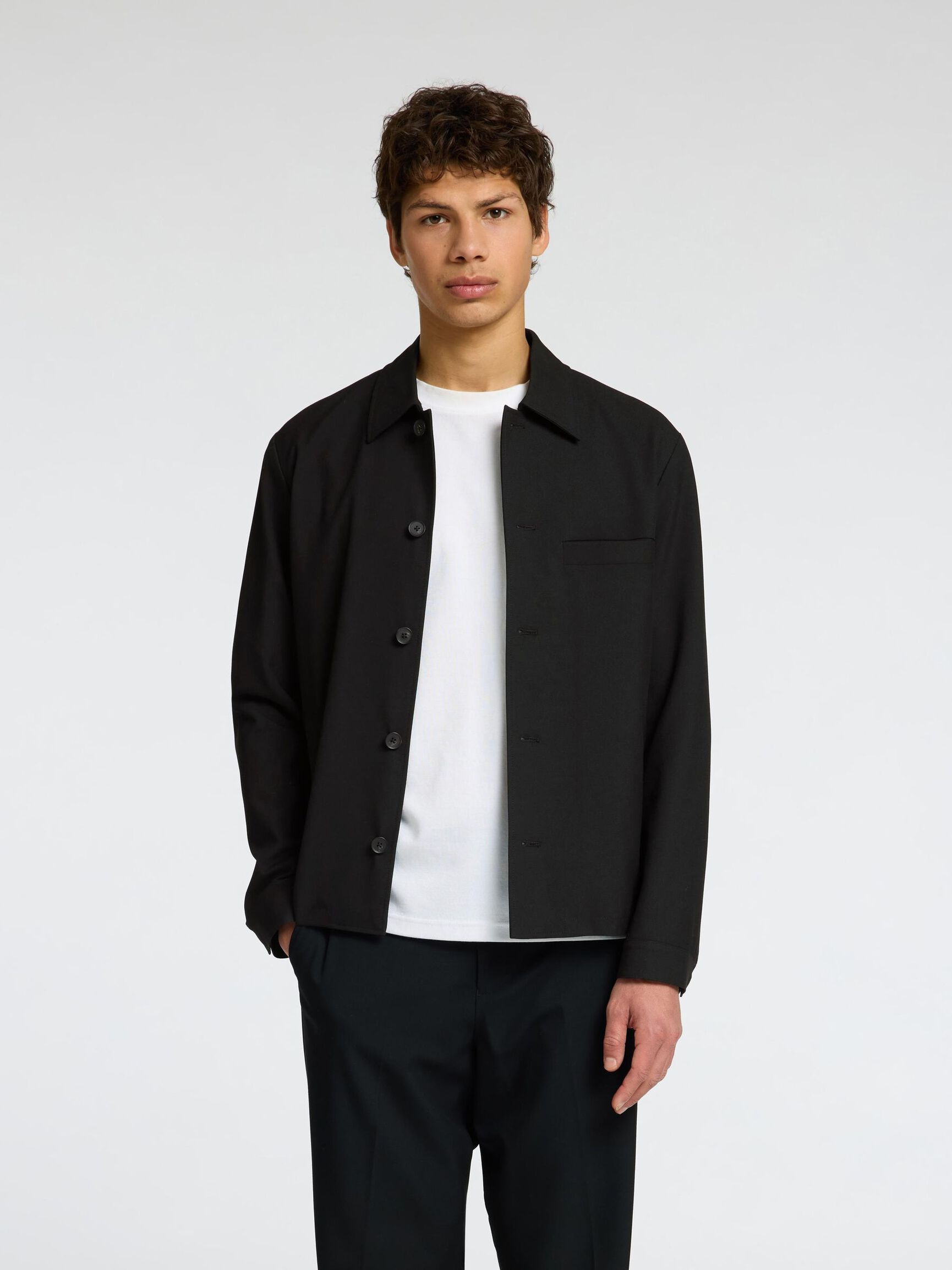 TAILORED OVERSHIRT, Black, highres