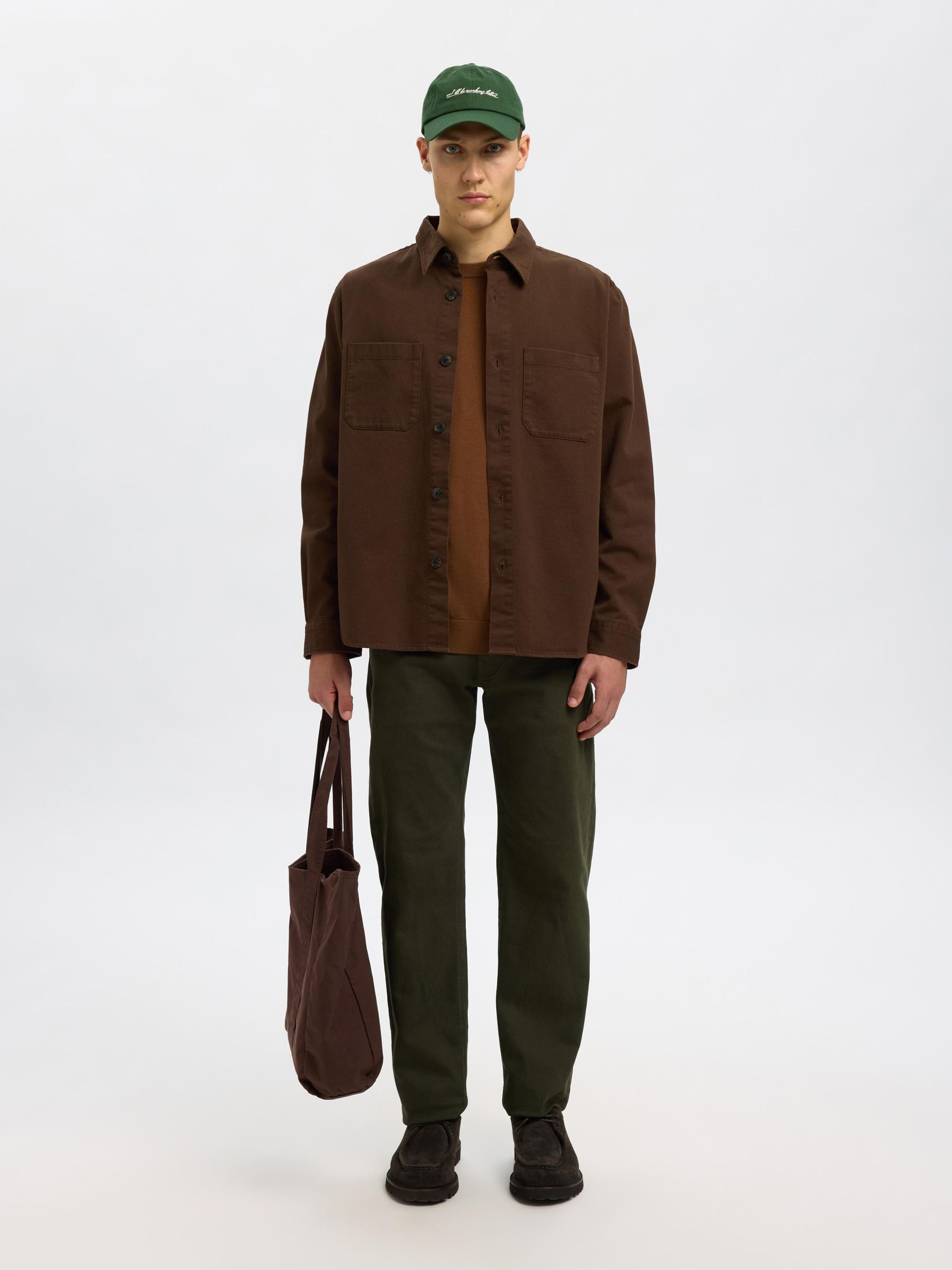 REGULAR FIT TWILL OVERSHIRT, Demitasse, highres