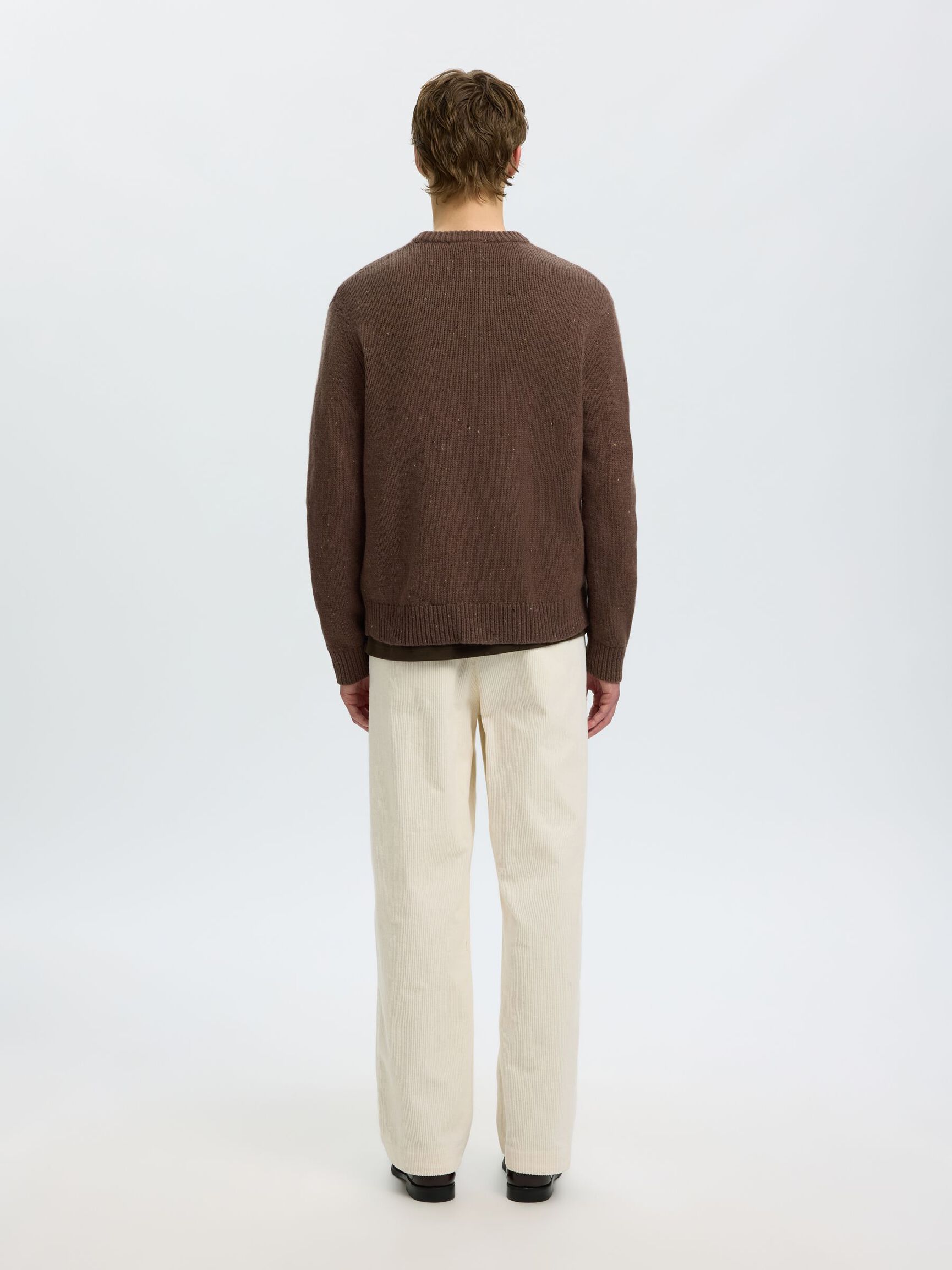 WOOL BLEND RELAXED FIT JUMPER, Chocolate Chip, highres